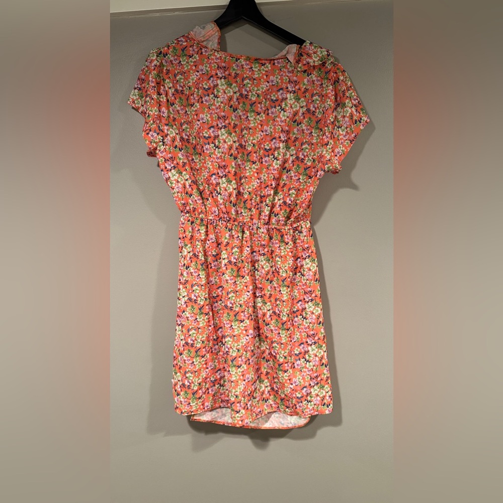 ASOS DESIGN lace trim ruffle bodice mini tea dress in orange ditsy - Picture 4 of 4